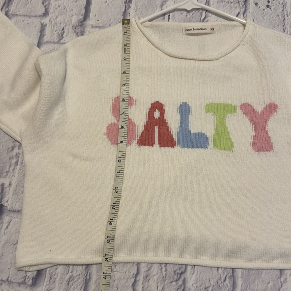 MOON & Madison Salty Long Sleeve Cropped Sweater Size XS - Picture 8 of 10